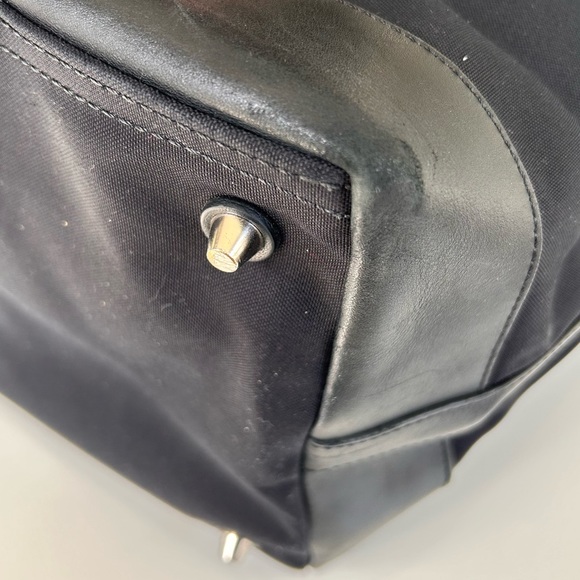 Coach canvas extra large weekender canvas black tote leather trim double zipper - Picture 7 of 14